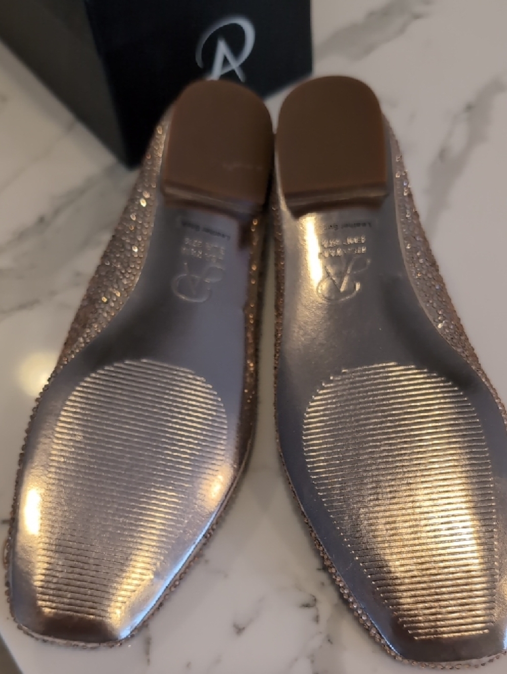 Adrianna Papell Rose Gold Crystal Embellished Ballet Flats - Picture 3 of 5